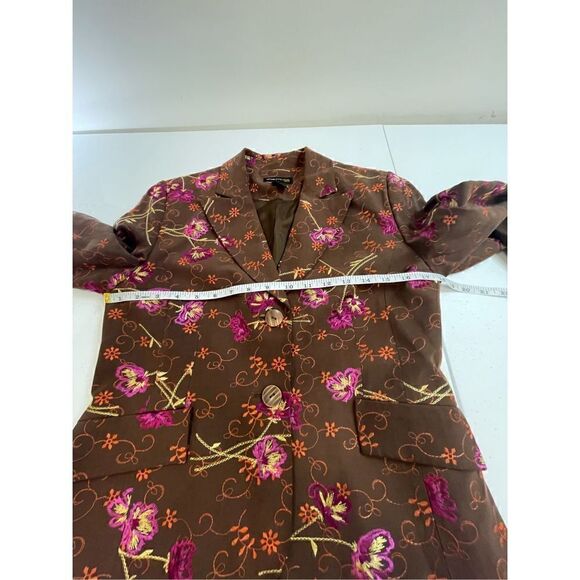 Grace Dane Lewis petite 6/8 brown embroidered silk blend jacket and skirt - Picture 5 of 11